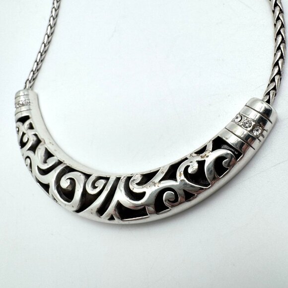 Brighton Aventura Silver-Tone Necklace Intricate Cut-Out Design Adjustable Chain - Picture 3 of 6